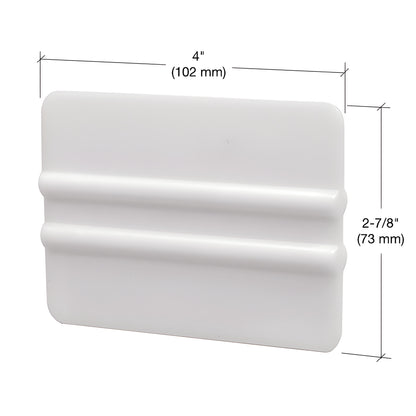 CRL105 white plastic double-edge glass scraping tool, 4 x 2 7/8 in, for window film, decals and smoothing.