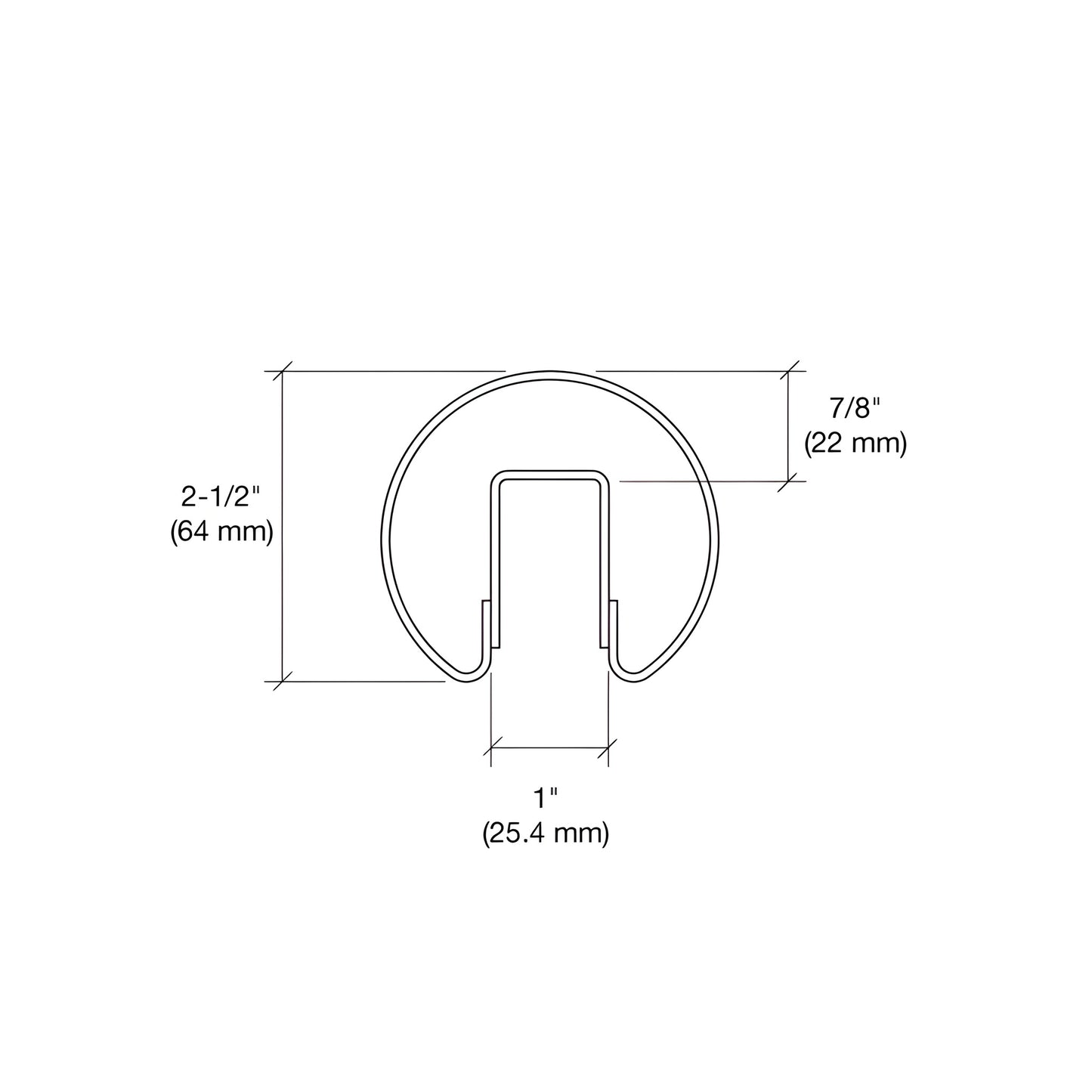 Brushed stainless steel 2-1/2" architectural cap rail with internal channel - SKU GR257BS