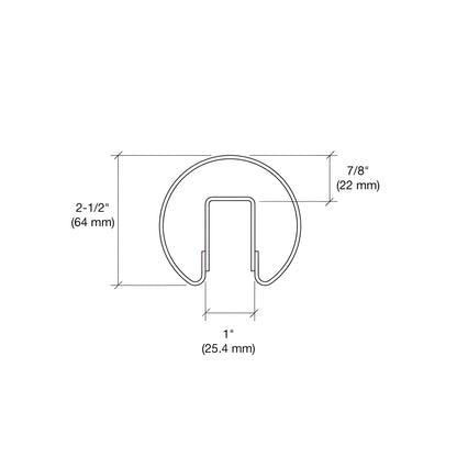 Brushed stainless steel 2-1/2" architectural cap rail with internal channel - SKU GR257BS