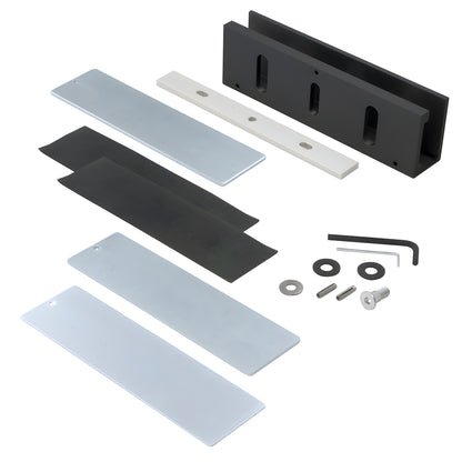HDB1MBL matte-black Herculite door bracket kit with adjustable plates, compression pads and hardware for 1/2-3/4" glass.