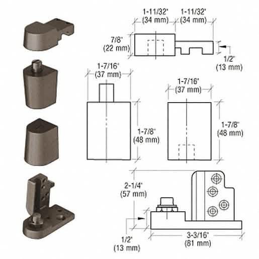 CRL Dark Bronze Offset Right Hand 0P70 Series Pivot Set for glass doors, durable and sleek