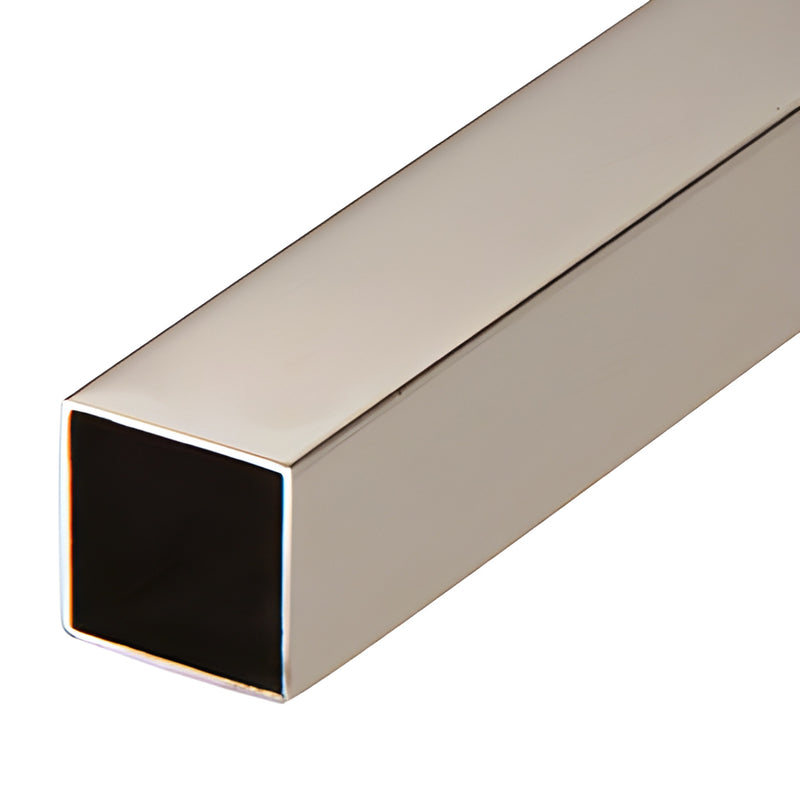 Brushed nickel square support bar SQ39BN - 39 inch brass hollow square tube, 3/4 inch profile.