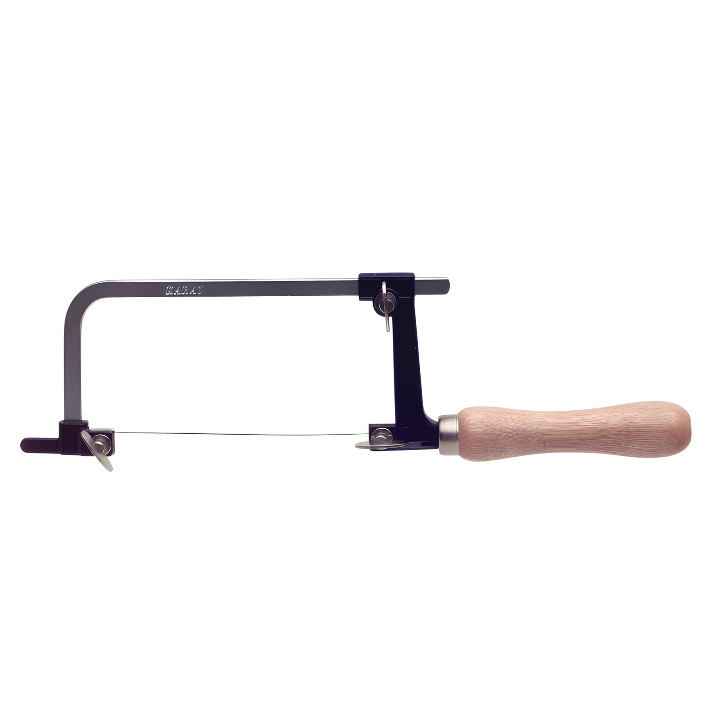 Wire form saw (SKU: LC3104) with wooden handle and 0.75 mm thin blade for precise pattern cutting in glass, stone, wood, meta