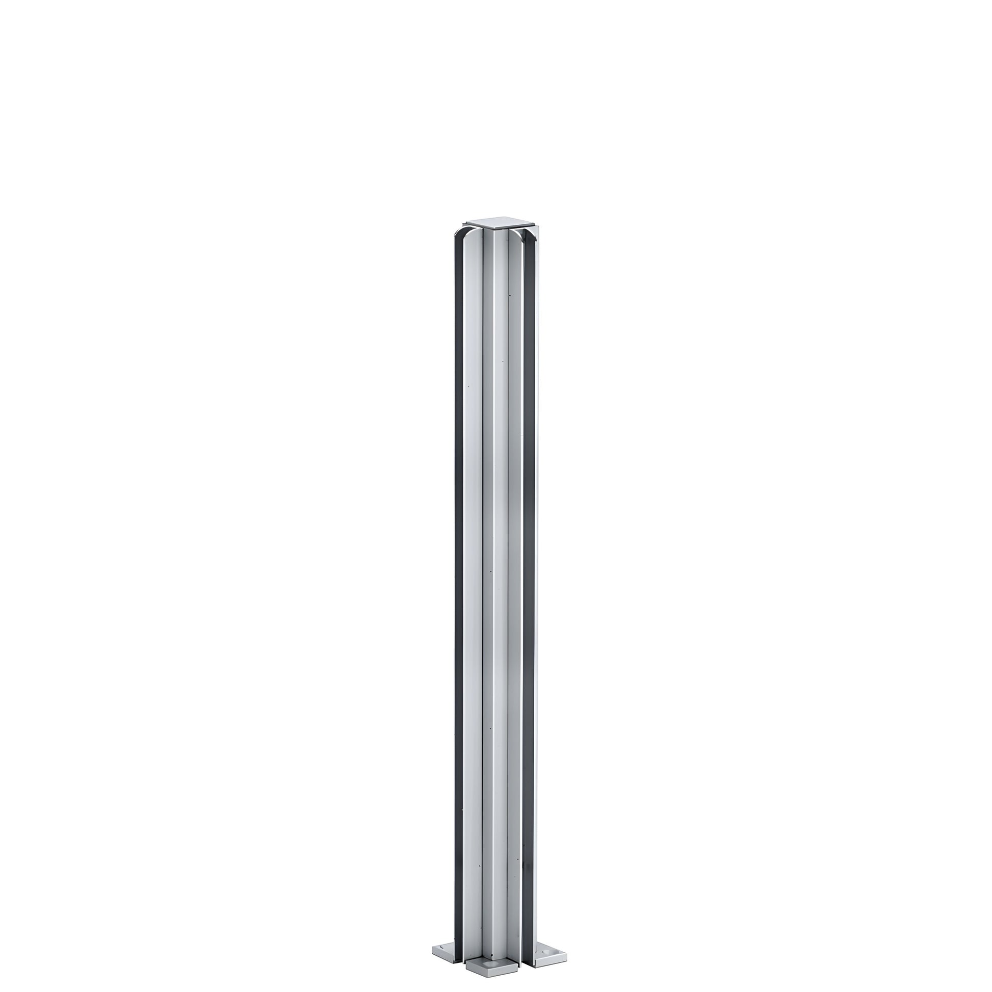 Satin anodized aluminum 90 corner partition post, 18 in., square tube with U-channel for 1/4" glass - SKU D990A18CR