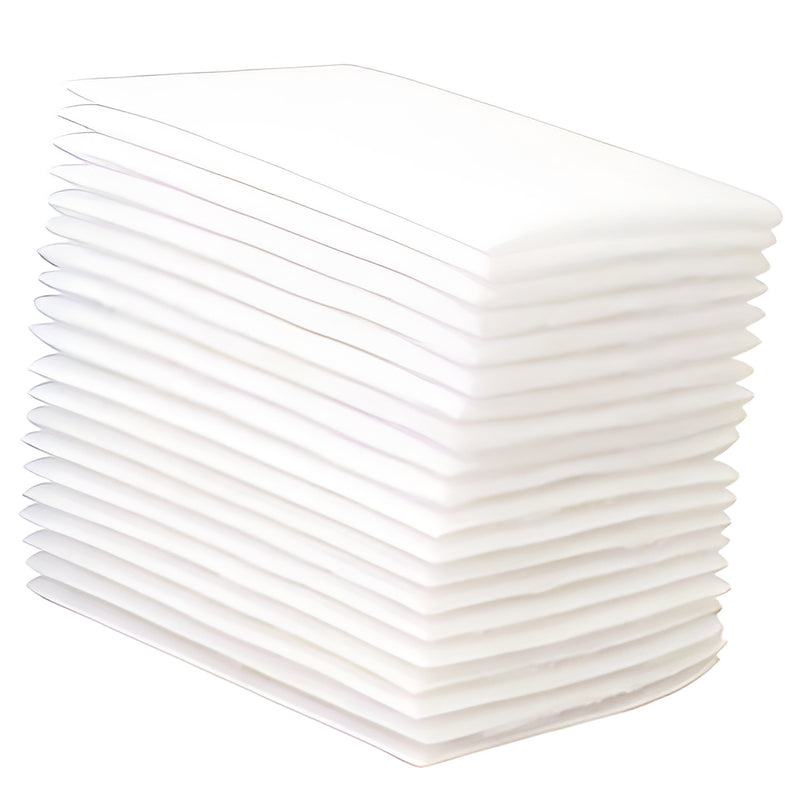 Stack of white nylon open-cell clean-up pads (4x8 in), 50-pack NP69 for heavy-duty sealant removal.
