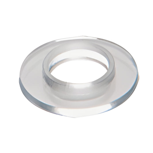 Clear vinyl washer (3/4") for glass standoffs - protective spacer around drilled hole. SKU HW057