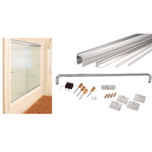 CRL Brite Anodized Sliding Shower Door Kit, 60"x72", Clear Jambs, for 1/4" Glass