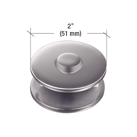 2" brushed stainless steel round mall-front glass clamp (MFC15) for 3/8-1/2" tempered glass