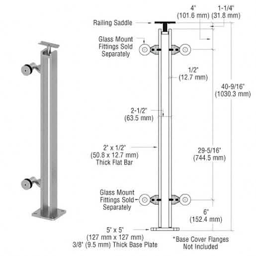CRL Brushed Stainless P8 Series 42" End Post Fixed Fitting Railing Kit - Sleek & Durable