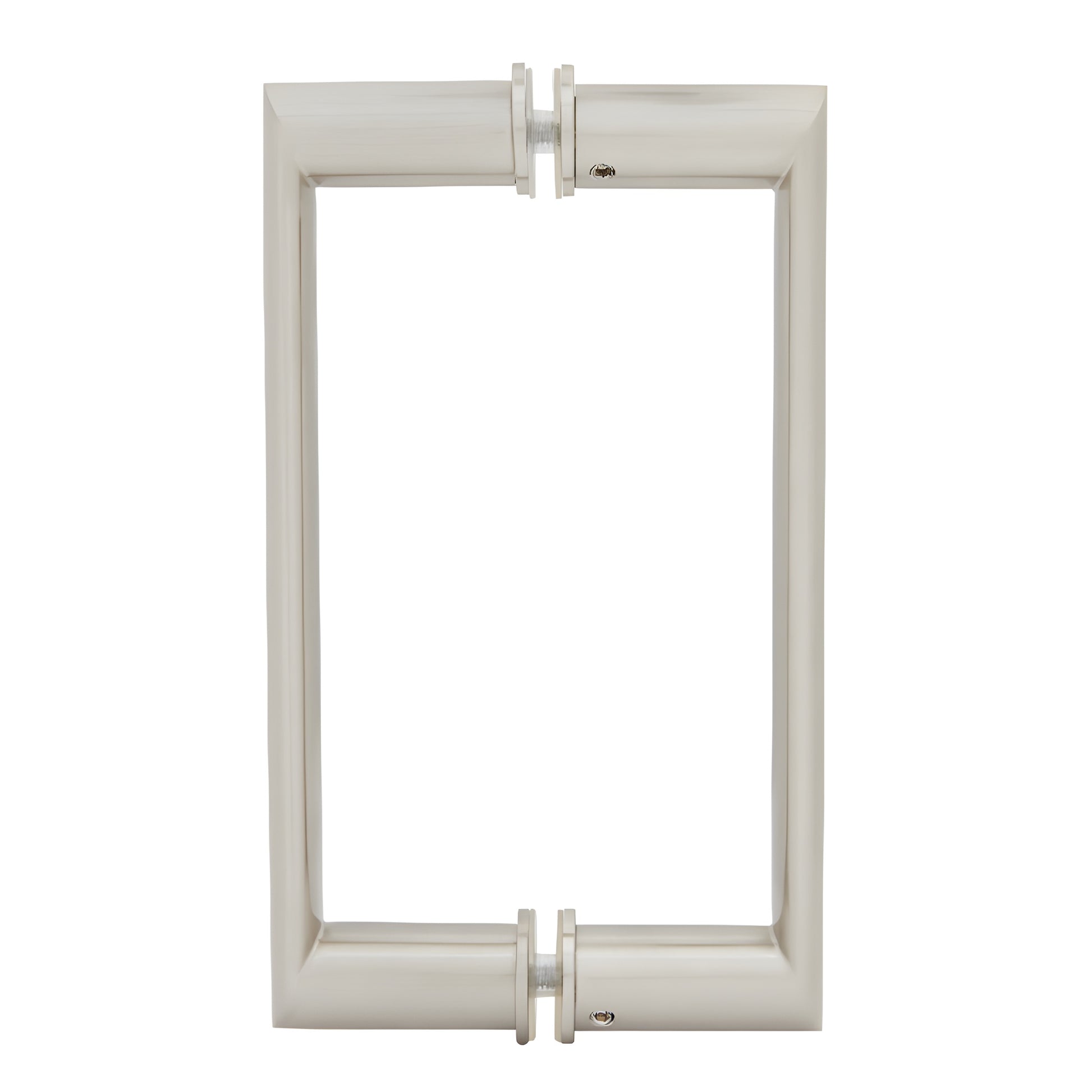Brushed-nickel OR Series back-to-back rectangular shower pull handle, tubular beveled 3/4 in, SKU 0R8X8BN