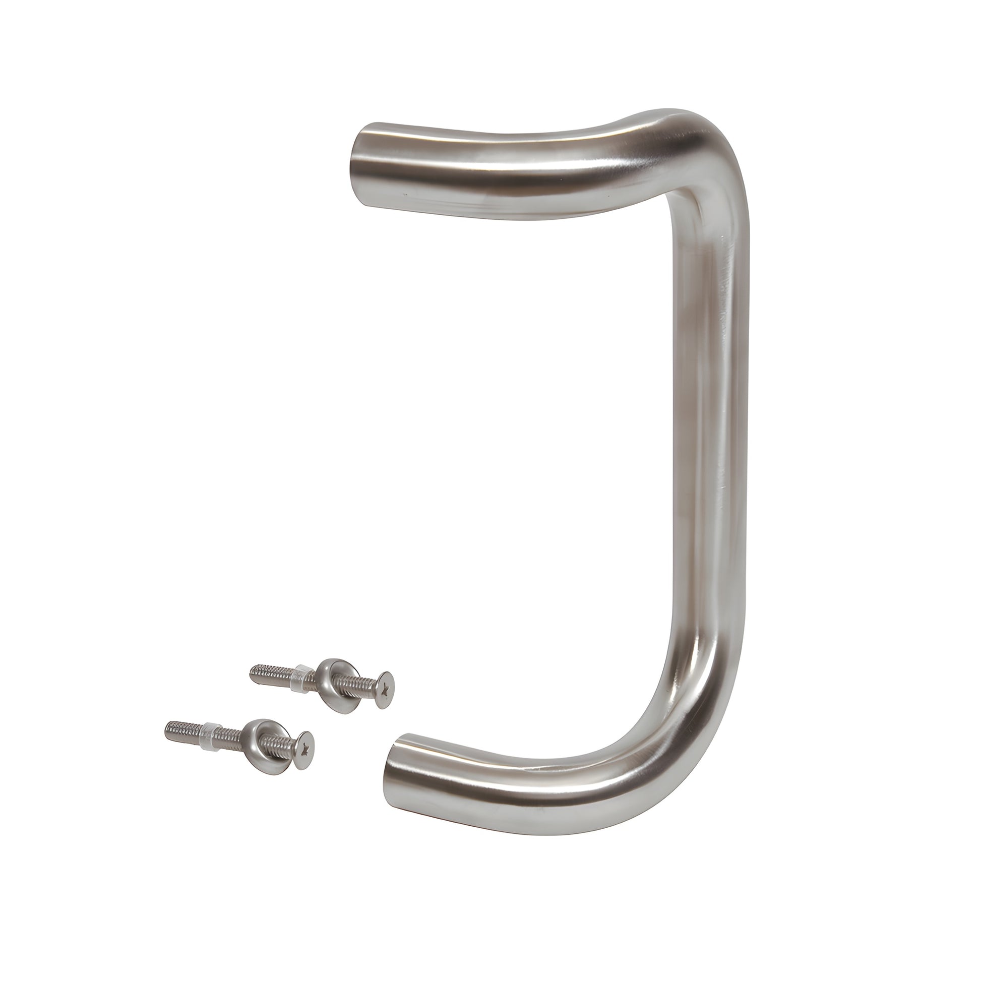 Brushed stainless steel 1" offset pull handle with 8" center, includes two thru-bolts - SKU M174832D