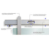 LAT34HEMBS Hemisphere sliding door hardware, brushed stainless, 96in track for 3/8-1/2" tempered glass.