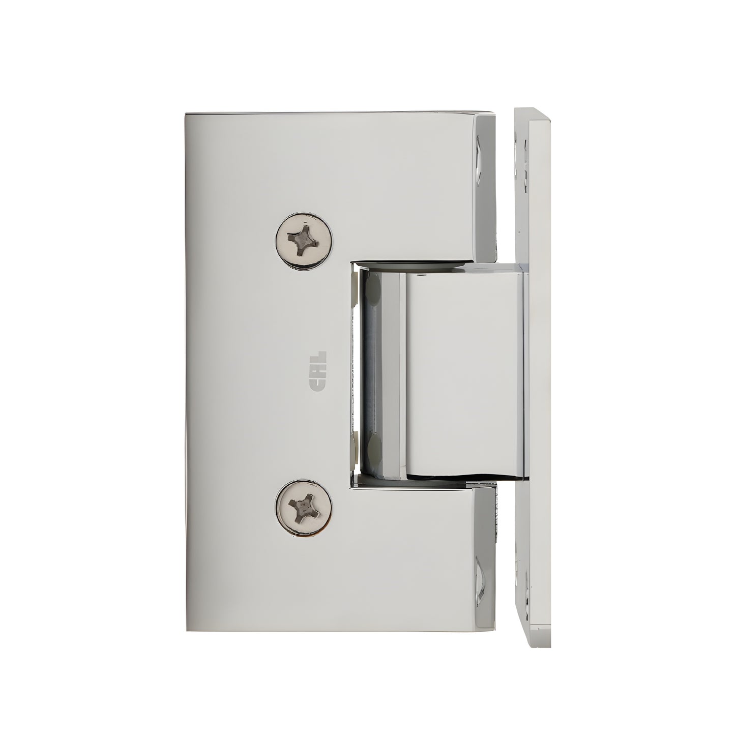VCT037CH polished chrome solid-brass frameless shower door hinge, wall-mount self-centering for 3/8-1/2 in. glass