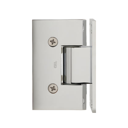 VCT037CH polished chrome solid-brass frameless shower door hinge, wall-mount self-centering for 3/8-1/2 in. glass