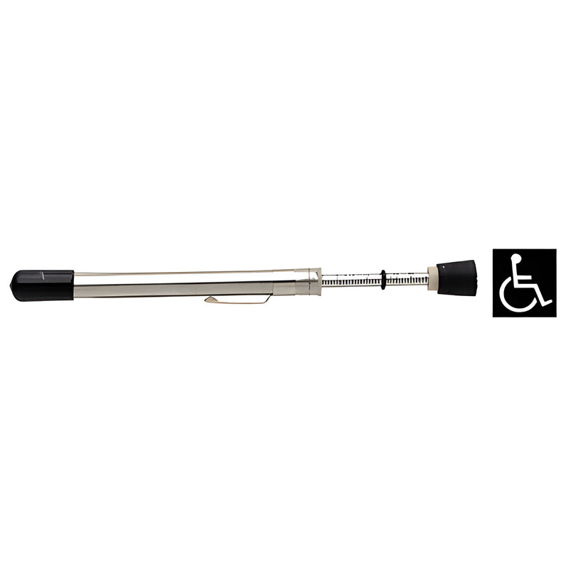 Pocket-sized door pressure gauge (SKU HMC035) with sliding scale and rubber tip for ADA door opening force testing, 0-35 lb