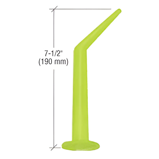 AB9351: lime-green 45 bent slip-on caulk nozzle, 7-1/2" long for precise bead placement in tight corners