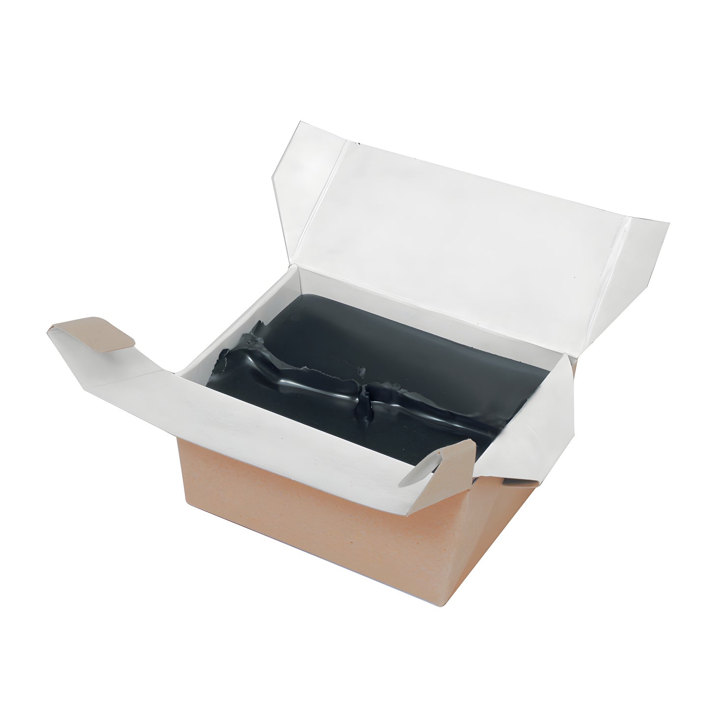 Open white release box showing dark gray hot-melt butyl chunk slab for IG sealant (CRL30706)