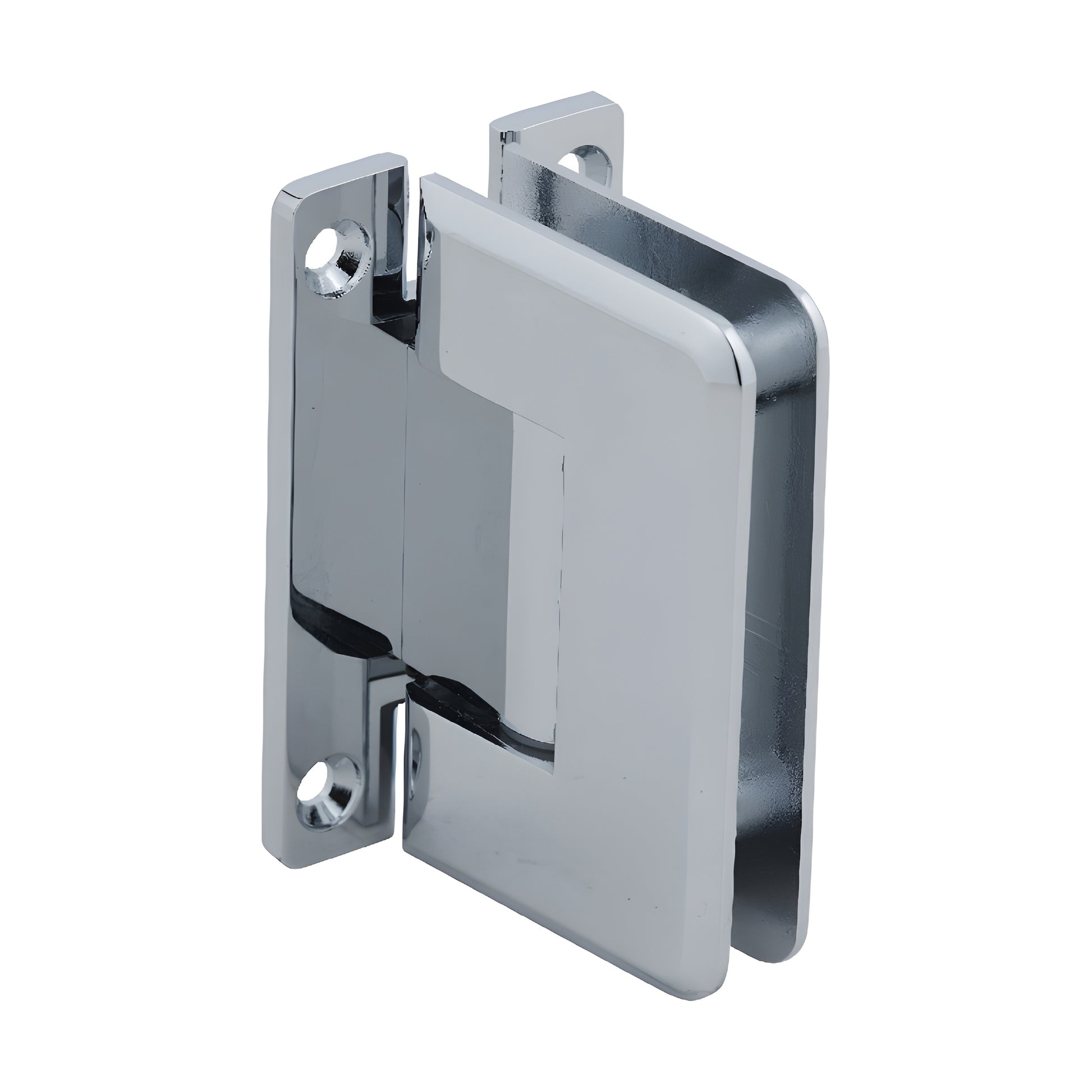 Polished chrome Pinnacle solid-brass shower hinge SKU P1N537CH, beveled, 5 pre-set, fits 8-12mm tempered glass.