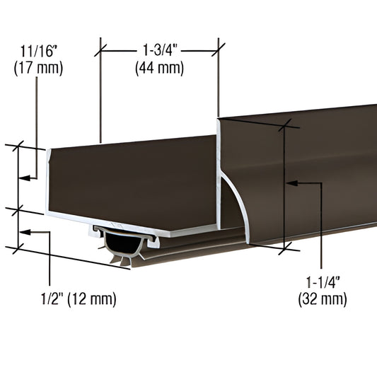 CRL U-shaped door bottom, dark bronze aluminum drip cap with vinyl seal, 35-3/4" long, fits 1-3/4" doors (SKU 17VRFND36)