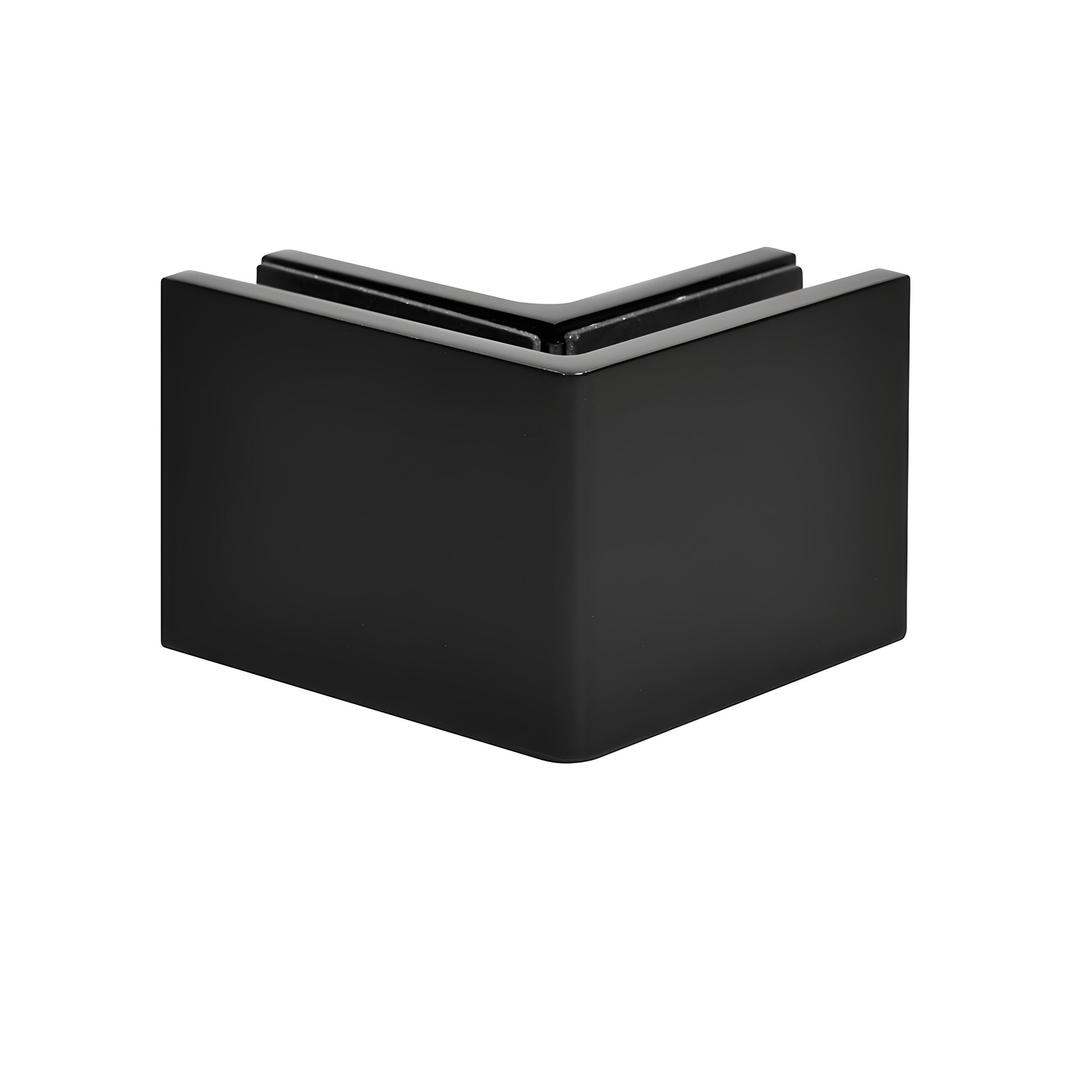 Matte black 90 brass frameless shower clamp for 3/8-1/2 inch glass, concealed hardware, low-profile square design