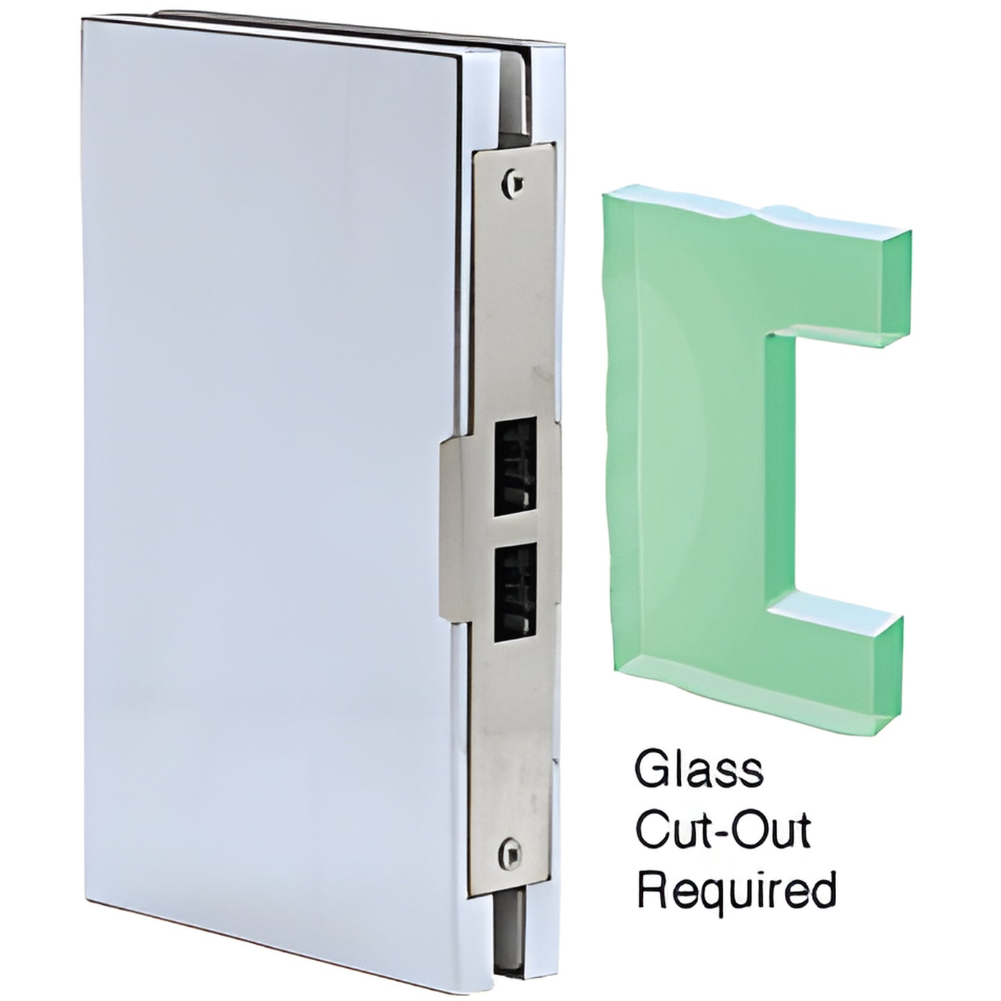 CRL DLK610EBS 6x10 brushed stainless center lock glass keeper for 1/2" (12mm) tempered glass, includes glass cut-out.