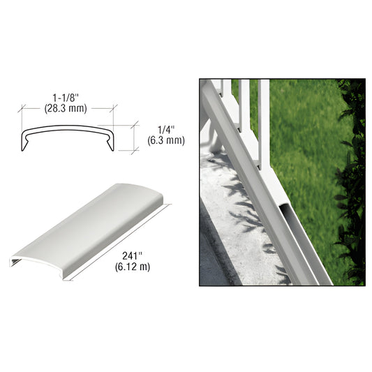 CRL 100 Series aluminum picket spacer, silver metallic, 241" long, snap-on for 5/8" square pickets (SKU 1PS241S)