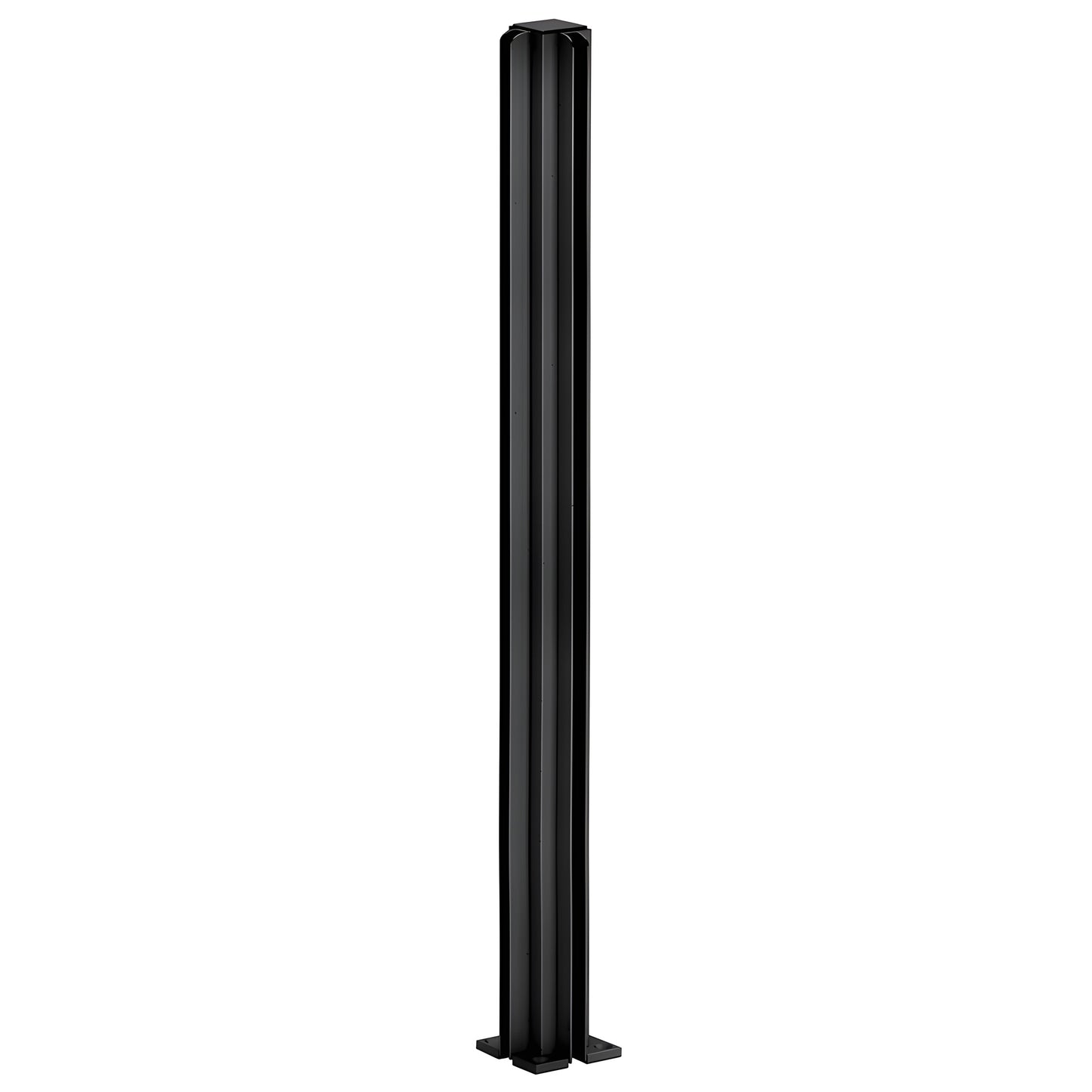 CRL D990BL30CR semi-gloss black aluminum 30 in corner glass partition post with full length glazing channels