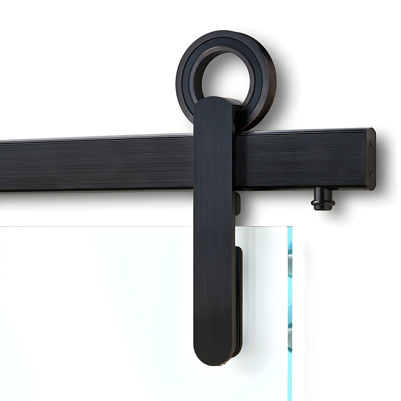 Solstice sliding door hardware LAT34S0LBLS - black stainless hubless wheel on 96 in. track for tempered glass