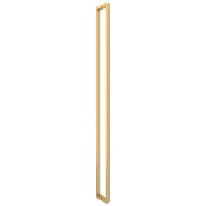 HPH60USB satin brass U-style tubular square shower door handle, concealed back-to-back mount for 3/8" glass