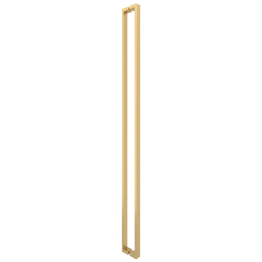 HPH60USB satin brass U-style tubular square shower door handle, concealed back-to-back mount for 3/8" glass