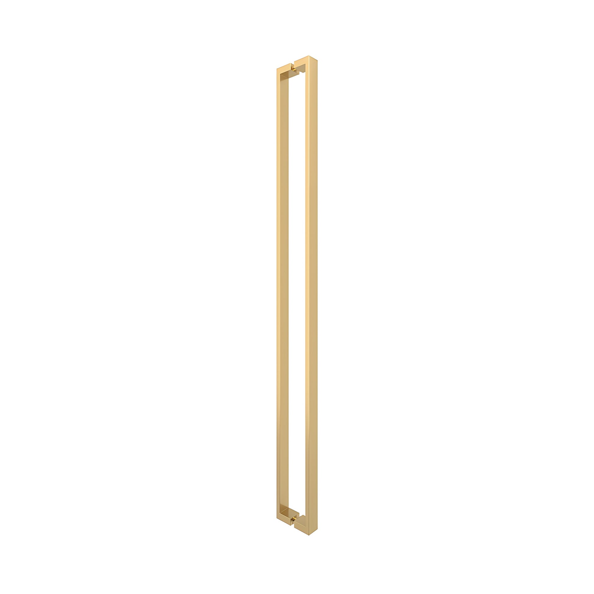 HPH48USB satin brass U-style rectangular shower door handle, tubular stainless steel, back-to-back mount for 3/8" glass