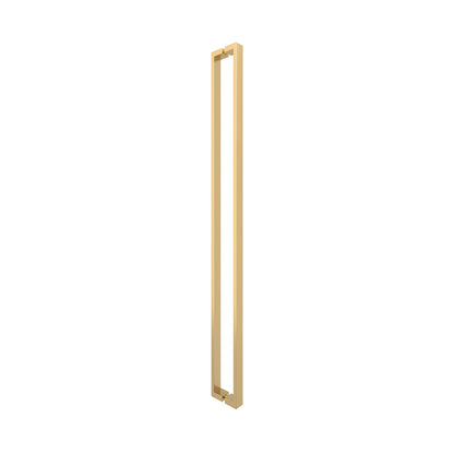 HPH48USB satin brass U-style rectangular shower door handle, tubular stainless steel, back-to-back mount for 3/8" glass