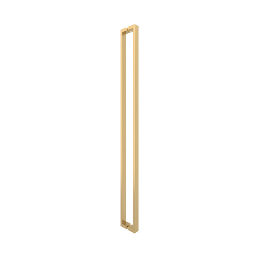 HPH48USB satin brass U-style rectangular shower door handle, tubular stainless steel, back-to-back mount for 3/8" glass
