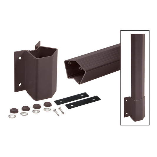 Matte bronze 135 aluminum fascia mount post kit (FP548KBRZ) with post, fascia bracket, gaskets, washers, caps.