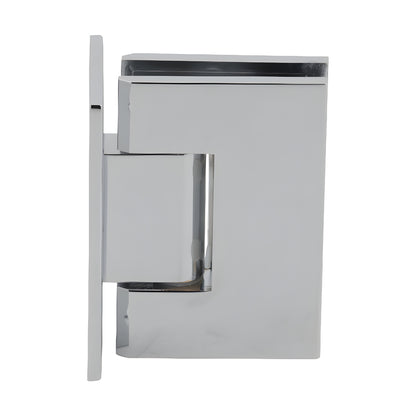 MEL037CH polished chrome solid brass wall-mount shower hinge with rectangular large plate, self-centering.