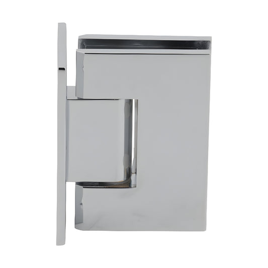 MEL037CH polished chrome solid brass wall-mount shower hinge with rectangular large plate, self-centering.