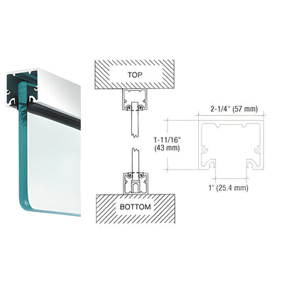 CRL Polished Stainless Wide U-Channel Topload Gasket 3/4in Glass 10ft