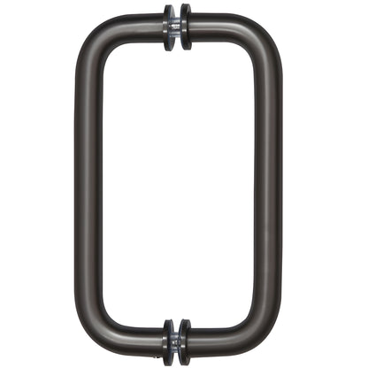 BM8X80RB oil-rubbed-bronze tubular back-to-back glass door pull handle, brass 3/4 in dia, 8 in C-C