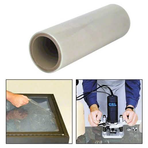 CRL 12\" Wide Glass Protecting Film - 25' Roll for scratch-resistant glass protection.