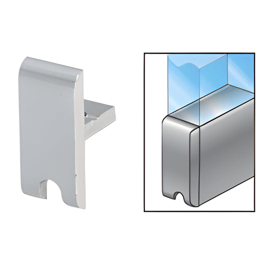 Satin anodized CRL end cap for D610 H-bar, aluminum finish that covers cut sliding track ends (D332A)