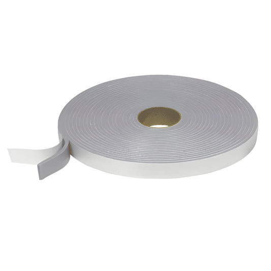 Roll of Norseal white closed-cell foam acoustical sealant tape with peel-back liner, 3/8" wide, SKU V73418X38.