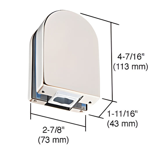 PTH21PS polished stainless steel bottom door patch fitting for 3/8-1/2" glass, 113mm H, frameless glass doors