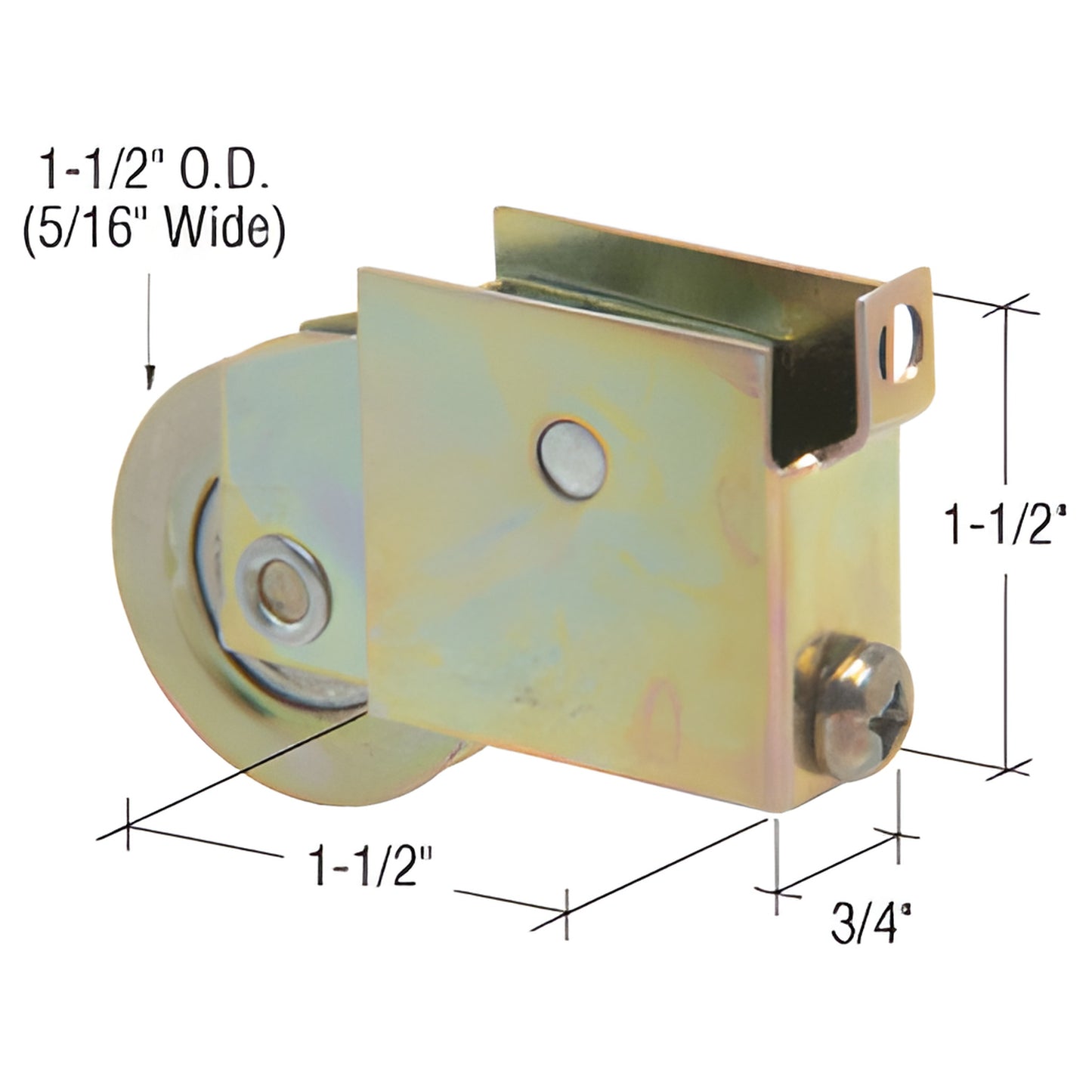 D1531 adjustable steel sliding glass door roller assembly, 1-1/2 in housing, 5/16 in concave steel roller
