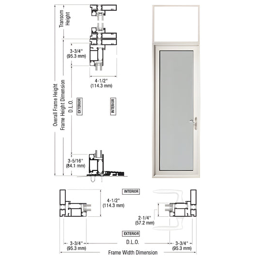 White Kynar Series 925 outswing patio door with transom, low-profile threshold, five-point lock, accepts 1" insulating glass