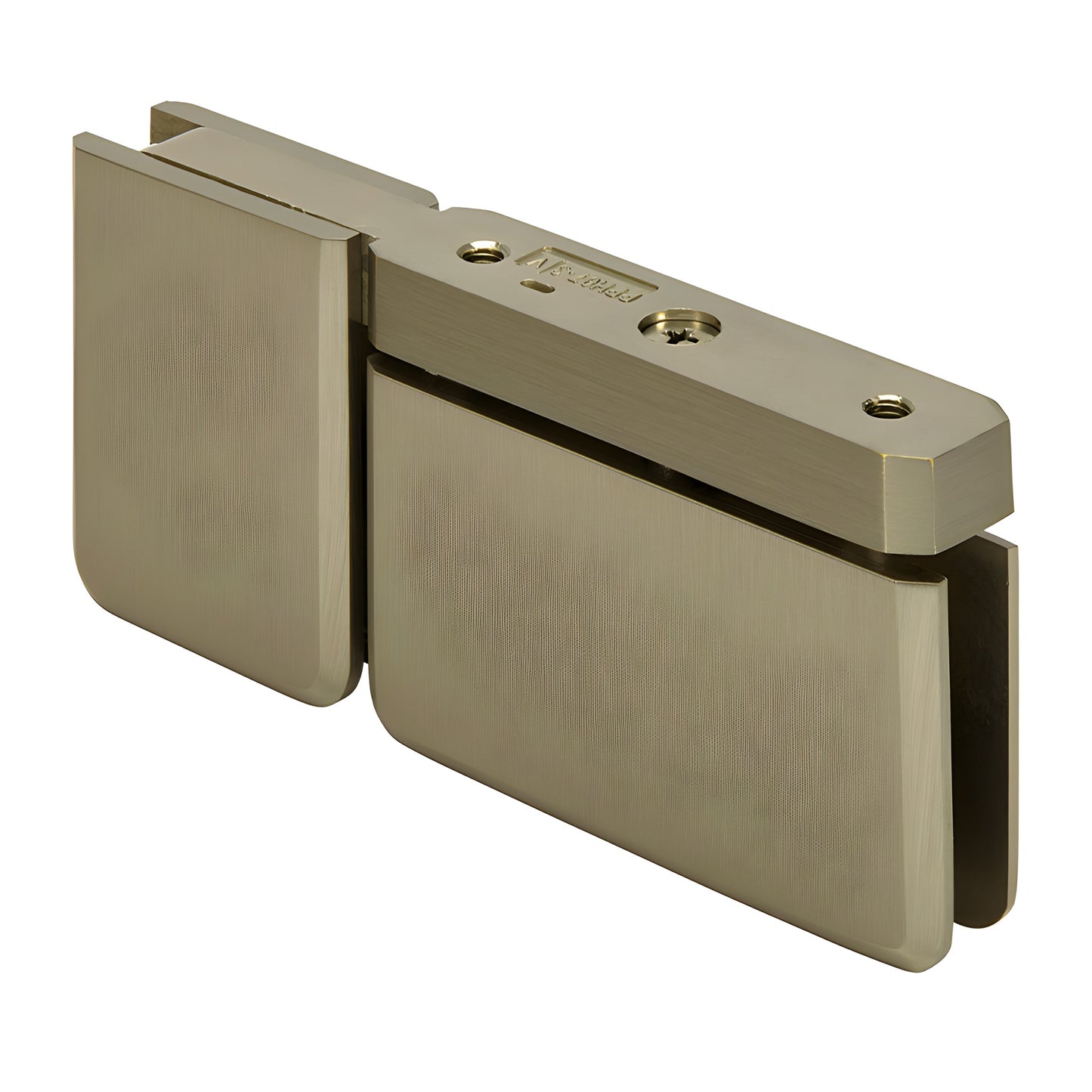 Brushed bronze Prima Series beveled brass pivot hinge for 8-10mm tempered glass shower door (SKU: PPH07BBRZ)