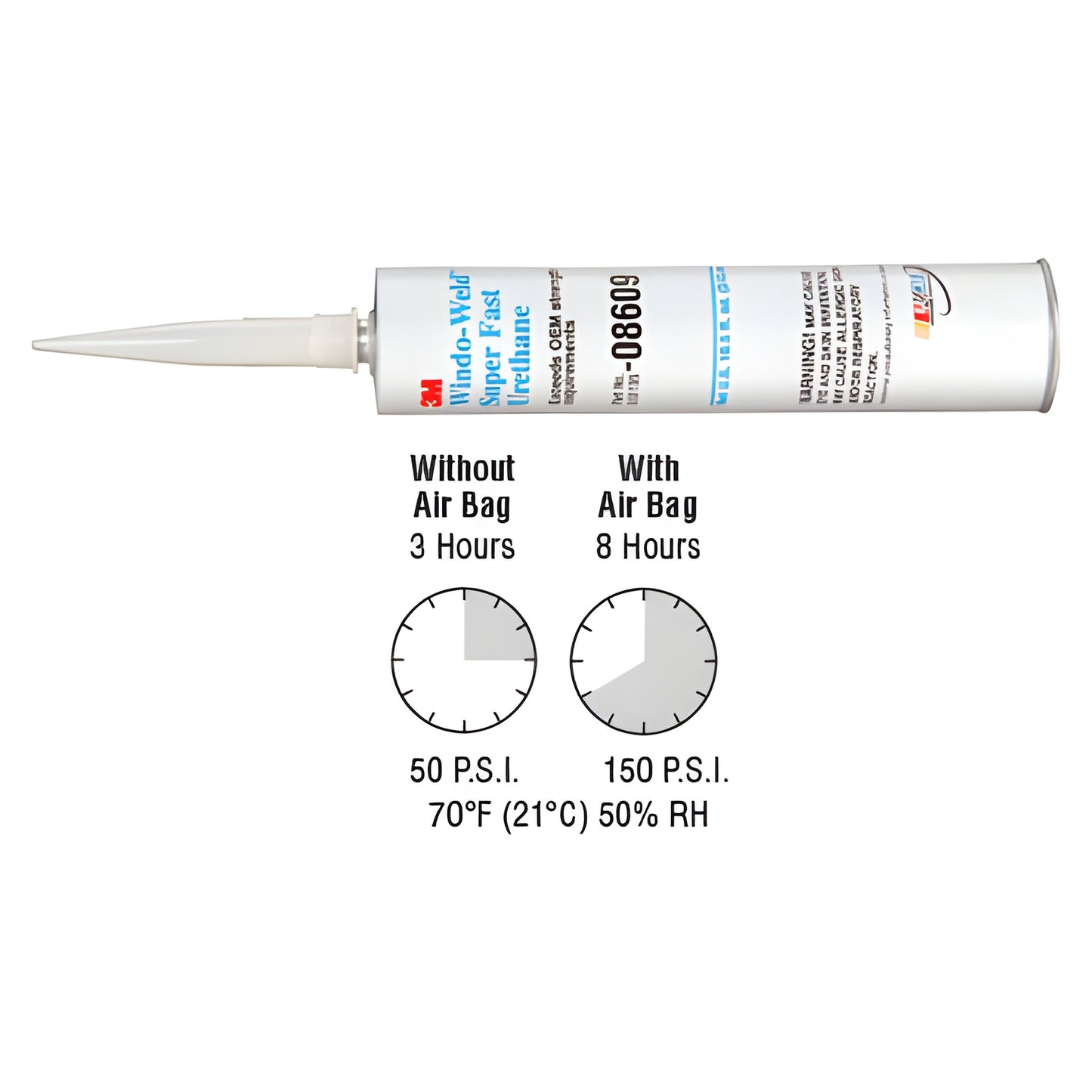 3M Windo Weld Super Fast Urethane cartridge (SKU 3M8609), 10.1 oz nozzle tube - fast curing windshield adhesive.