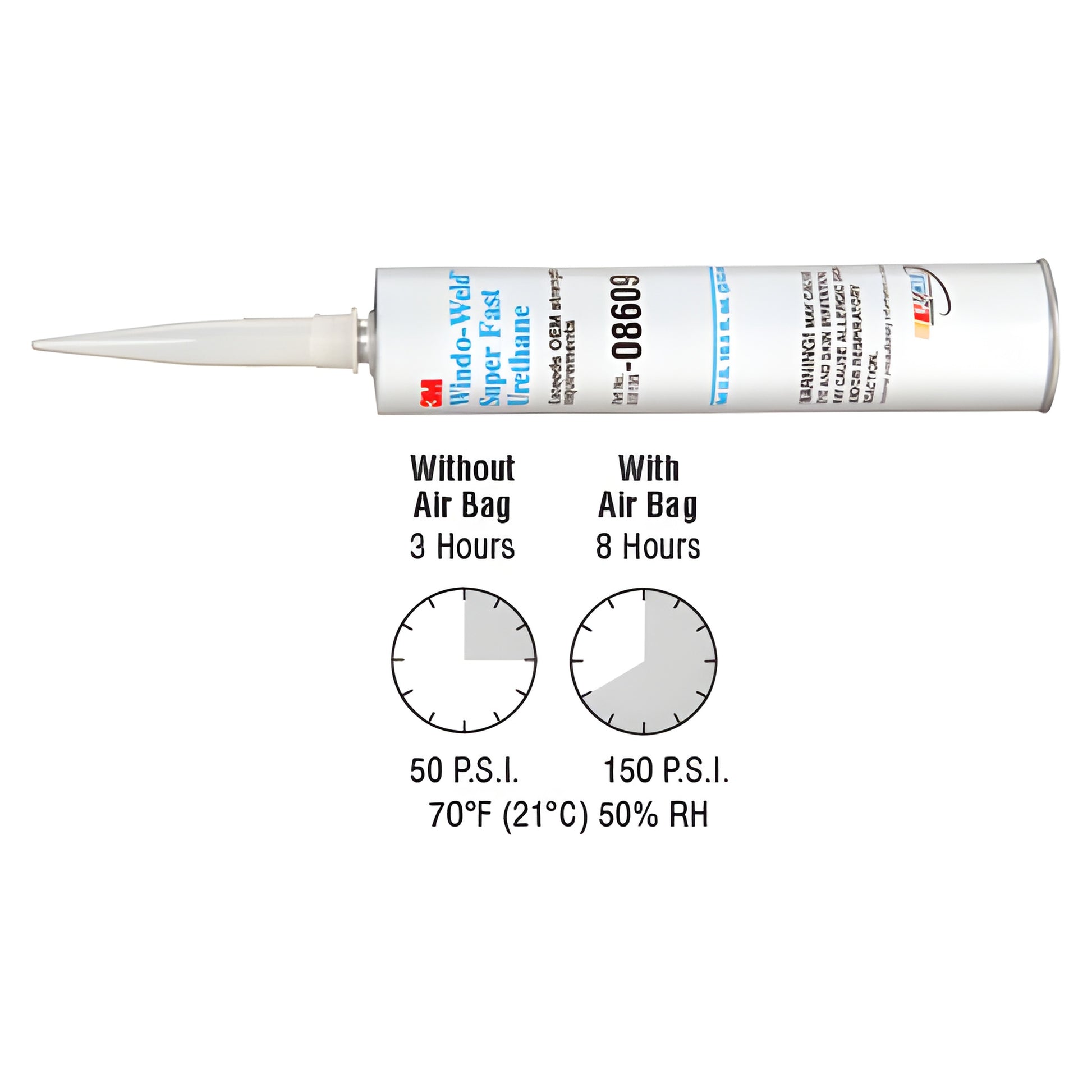 3M Windo Weld Super Fast Urethane cartridge (SKU 3M8609), 10.1 oz nozzle tube - fast curing windshield adhesive.