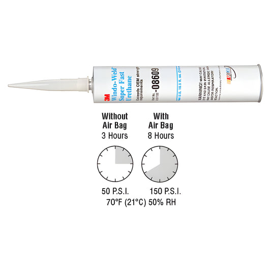 3M Windo Weld Super Fast Urethane cartridge (SKU 3M8609), 10.1 oz nozzle tube - fast curing windshield adhesive.