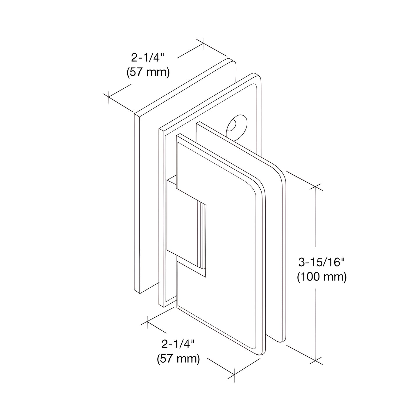 CRL Cologne shower hinge C0L092BCH, brushed chrome solid brass, 90 glass-to-glass.