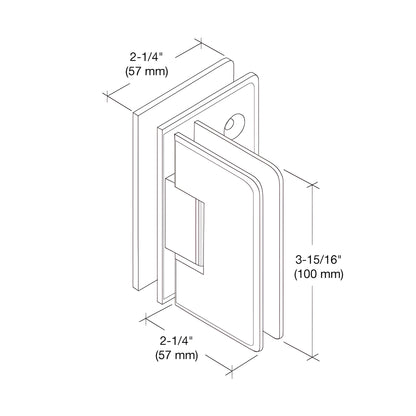 Cologne solid brass beveled shower hinge in French Gold, 90 glass-to-glass pivot (SKU: C0L092FG)